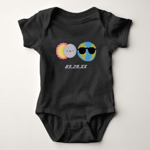 Cute Cartoon Solar Eclipse Custom Date Baby Bodysuit