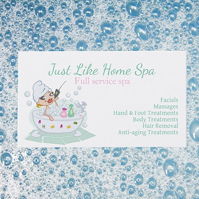 Cute Cartoon Spa Business Card (Creator Uploaded)