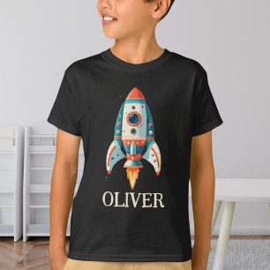 Cute Cartoon Space Rocket Personalised T-Shirt
