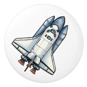Cute Cartoon Spaceship Personalised Ceramic Knob