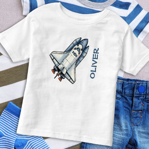 Cute Cartoon Spaceship Personalised Toddler T-Shirt