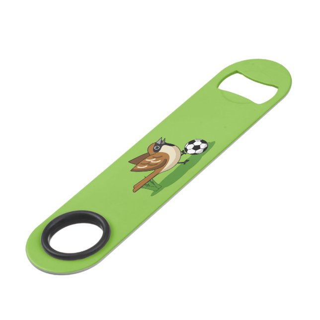 Cute Cartoon Sparrow Playing Soccer (Front Angled)
