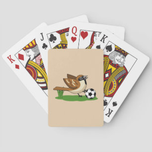 Cute Cartoon Sparrow Playing Soccer Cards
