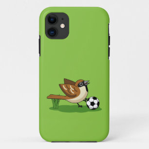 Cute Cartoon Sparrow Playing Soccer iPhone 11 Case
