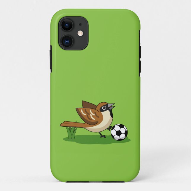 Cute Cartoon Sparrow Playing Soccer Case-Mate iPhone Case (Back)