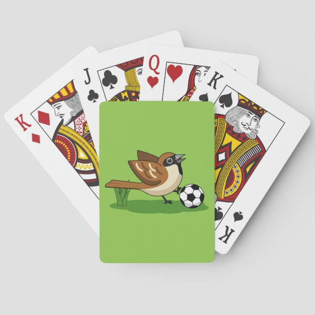 Cute Cartoon Sparrow Playing Soccer Playing Cards (Back)