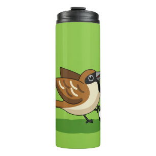 Cute Cartoon Sparrow Playing Soccer Thermal Tumbler