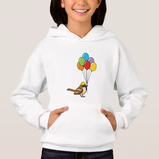 Cute Cartoon Sparrow with Balloons  (Front)