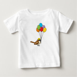 Cute Cartoon Sparrow with Balloons Baby T-Shirt