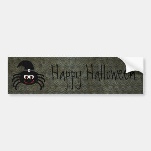 Cute Cartoon Spider Vintage Grunge Happy Halloween Bumper Sticker
