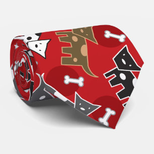 Cute Cartoon Spotted Doggies & Bones Fun Pet Tie
