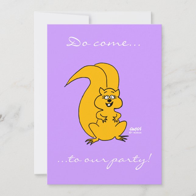 Cute Cartoon Squirrel All Occasions Funny Party Invitation (Front)