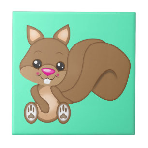 Cute Cartoon Squirrel Ceramic Tile