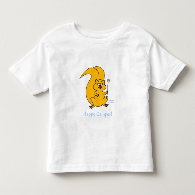 Cute Cartoon Squirrel Happy Camper Marshmallows Toddler T-Shirt (Front)