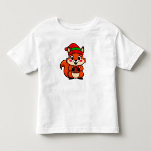 Cute Cartoon Squirrel in Holiday Hat Toddler T-Shirt