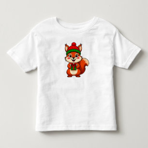 Cute Cartoon Squirrel in Holiday Hat Toddler T-Shirt