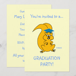 Cute Cartoon Squirrel Outdoor Graduation Party Fun Invitation