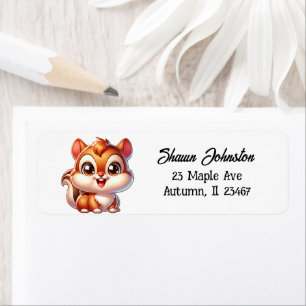 Cute Cartoon Squirrel Personalised Return Address Label