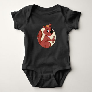 Cute cartoon squirrel with a peanut baby bodysuit