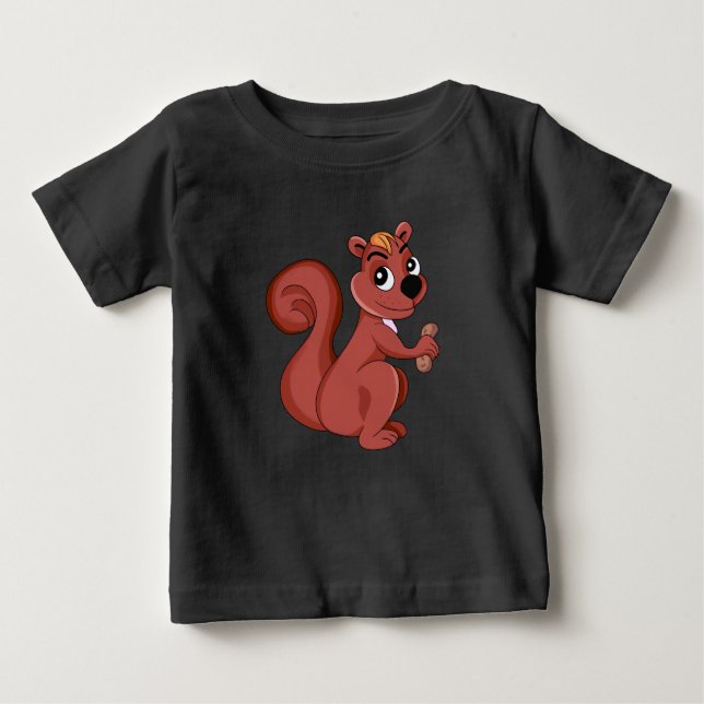 Cute cartoon squirrel with a peanut baby T-Shirt (Front)