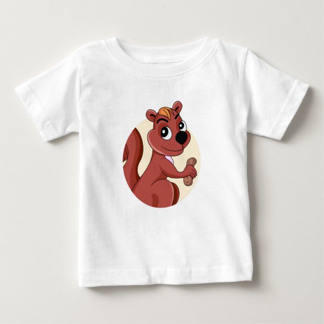 Cute cartoon squirrel with a peanut baby T-Shirt (Front)