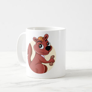 Cute cartoon squirrel with a peanut coffee mug