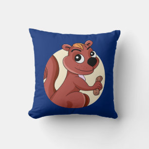Cute cartoon squirrel with a peanut cushion