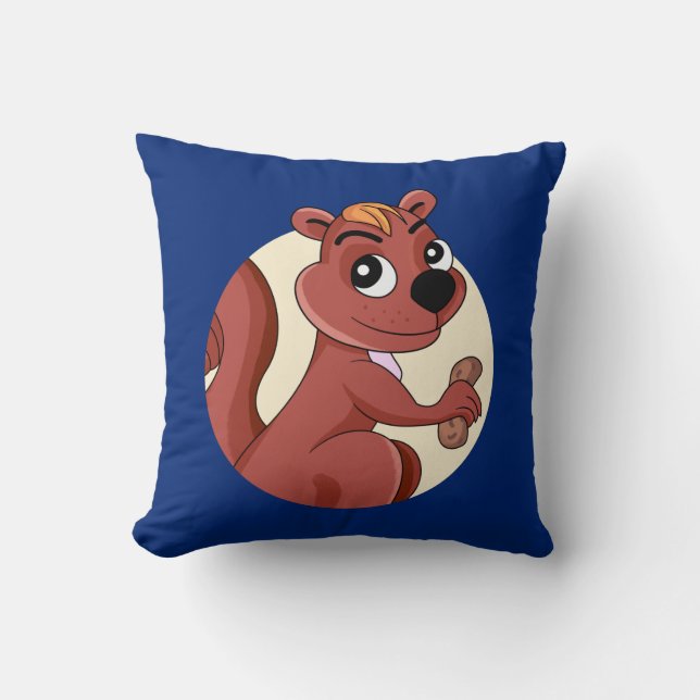 Cute cartoon squirrel with a peanut cushion (Front)
