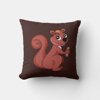 Cute cartoon squirrel with a peanut cushion