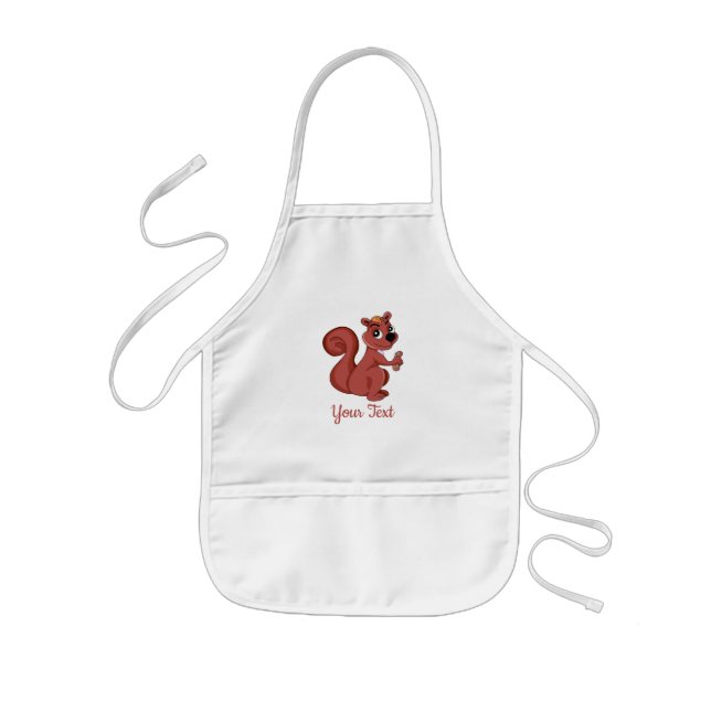 Cute cartoon squirrel with a peanut  kids' apron (Front)