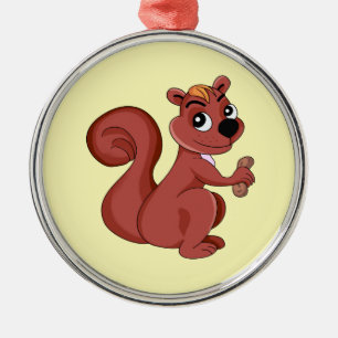 Cute cartoon squirrel with a peanut metal ornament
