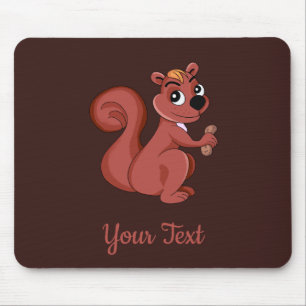 Cute cartoon squirrel with a peanut  mouse pad