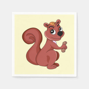 Cute cartoon squirrel with a peanut napkin