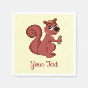 Cute cartoon squirrel with a peanut  napkins