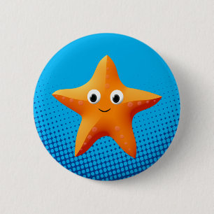 Cute Cartoon Starfish Blue Ocean 6 Cm Round Badge