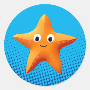 Cute Cartoon Starfish Blue Ocean Classic Classic Round Sticker
