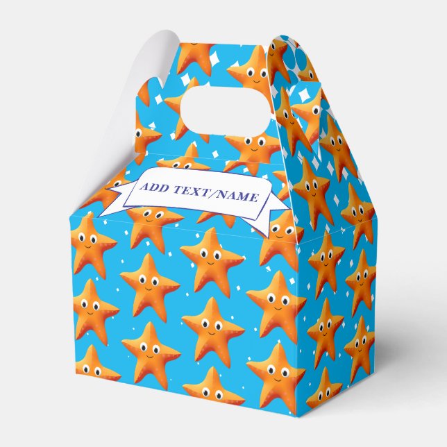 Cute Cartoon Starfish Blue Ocean Classic Favour Box (Front Side)
