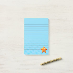 Cute Cartoon Starfish Blue Ocean Lined Post-it Notes