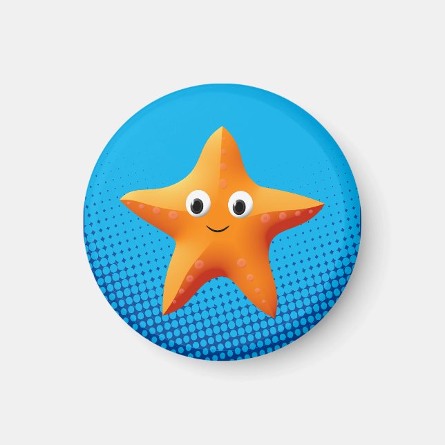 Cute Cartoon Starfish Blue Ocean Magnet (Front)