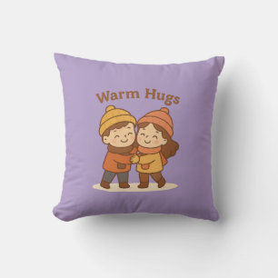 Cute Cartoon Sticker – Boy & Girl Warm Hugs Cushion