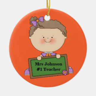 Cute Cartoon Student Holding Chalkboard #1 Teacher Ceramic Tree Decoration