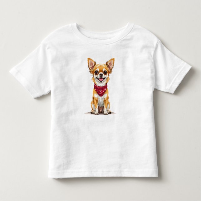 Cute cartoon-style Chihuahua Toddler T-Shirt (Front)