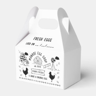 Cute Cartoon Style Doodle Rustic Egg Carton Favour Box