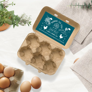 Cute Cartoon Style Doodle Rustic Egg Carton Rectangular Sticker