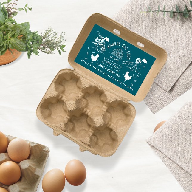 Cute Cartoon Style Doodle Rustic Egg Carton Rectangular Sticker (Creator Uploaded)