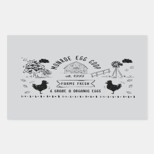 Cute Cartoon Style Doodle Rustic Egg Carton Rectangular Sticker