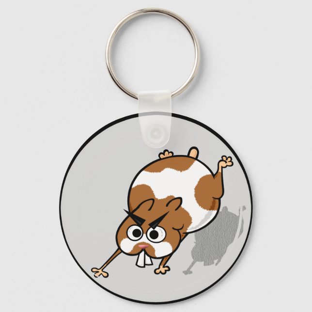 CUTE CARTOON STYLE HAMSTER ROUND KEY CHAIN (Front)