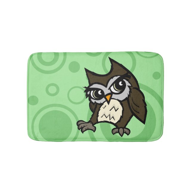 CUTE CARTOON STYLE OWL SMALL BATH MAT (Front)