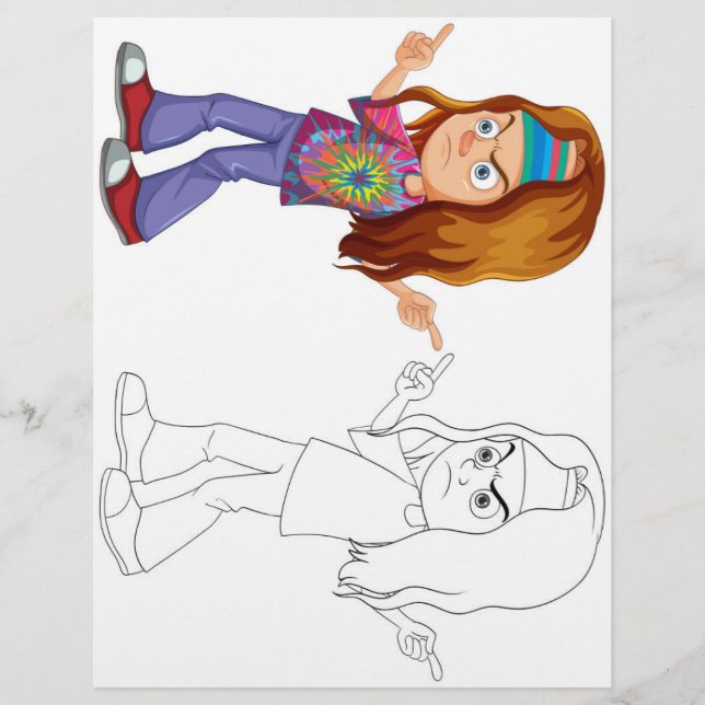 Cute cartoon stylish  man colouring page (Front)
