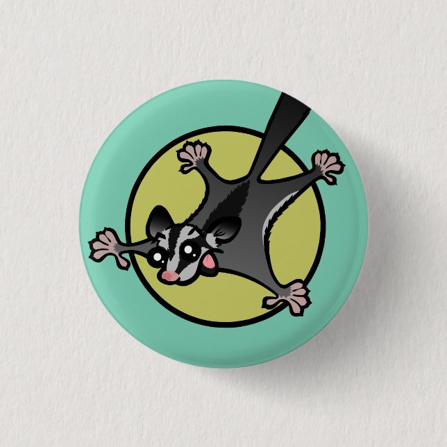 CUTE CARTOON SUGAR GLIDER ROUND PIN BACK BUTTON (Front)